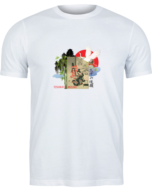 Thirty-six Selected Works (29) Bijinga T-shirt Ukiyo-e Pattern Print Japanese Japanese Pattern Japan Souvenir Mizuno Toshikata Geisha t-shirt