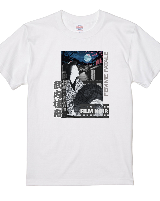 Film noir Ukiyo-e T-shirt(3) organic cotton Japanese pattern print Japanese culture souvenirs