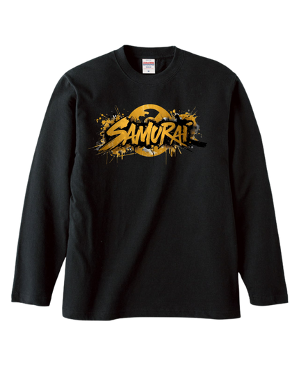 Japanese Edo x graffiti T-Shirt (103) "SAMURAI" Long-sleeved Tee without ribbed cuffs