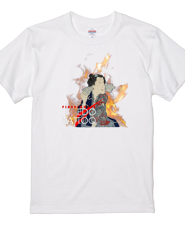 Edo tattoo T-shirt(3) organic cotton Japanese pattern print Japanese culture souvenirs Firefighters of Edo