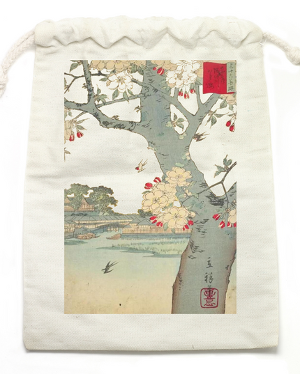 Thirty-six Flowers Selection (5) Drawstring bag Organic cotton Ukiyo-e Unisex Japanese print Japanese pattern Japan Souvenir Foreigner