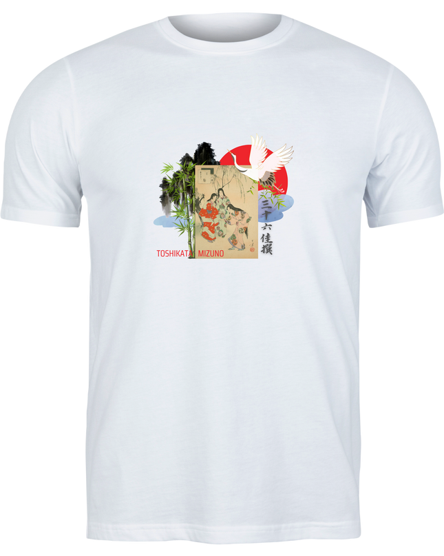 Thirty-six Selected Works (32) Bijinga T-shirt Ukiyo-e Pattern Print Japanese Japanese Pattern Japan Souvenir Mizuno Toshikata Geisha t-shirt