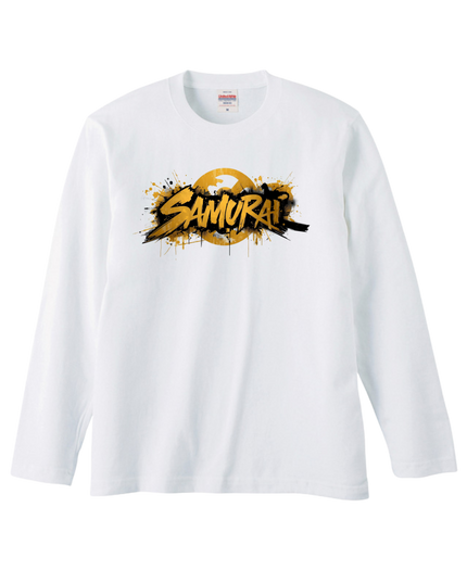 Japanese Edo x graffiti T-Shirt (103) "SAMURAI" Long-sleeved Tee without ribbed cuffs