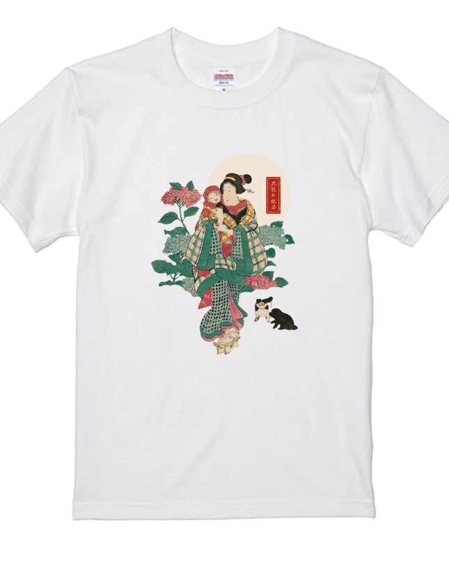 Flower Competition Modern Style (5) Beauty Painting T-shirt Ukiyo-e Unisex Japanese Print Japanese Pattern Japan Souvenir Foreigner