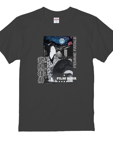 Film noir Ukiyo-e T-shirt(3) organic cotton Japanese pattern print Japanese culture souvenirs
