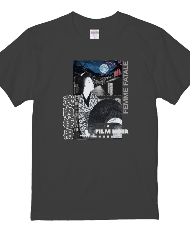 Film noir Ukiyo-e T-shirt(3) organic cotton Japanese pattern print Japanese culture souvenirs