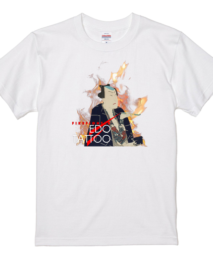 Edo tattoo T-shirt(4) organic cotton Japanese pattern print Japanese culture souvenirs Firefighters of Edo
