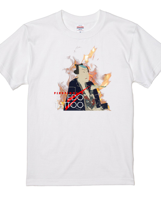 Edo tattoo T-shirt(4) organic cotton Japanese pattern print Japanese culture souvenirs Firefighters of Edo