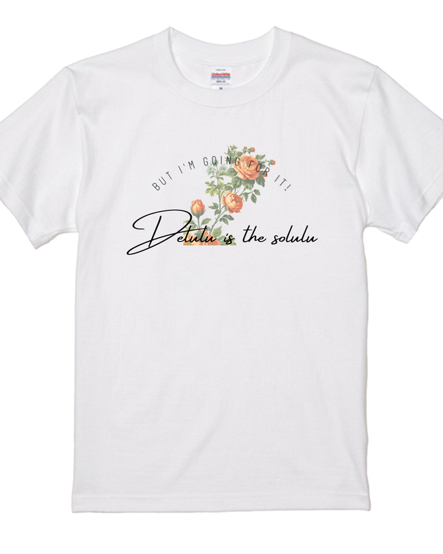 Popular Words T-Shirts(4) cotton Letter T-shirt Novelty Gift Ideas Funny T Shirt (Delulu is the solulu)