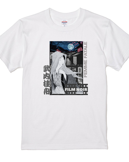 Film noir Ukiyo-e T-shirt(4) organic cotton Japanese pattern print Japanese culture souvenirs