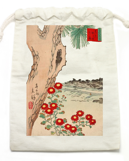 Thirty-six Flowers Selection (7) Drawstring bag Organic cotton Ukiyo-e Unisex Japanese print Japanese pattern Japanese style Japanese souvenir