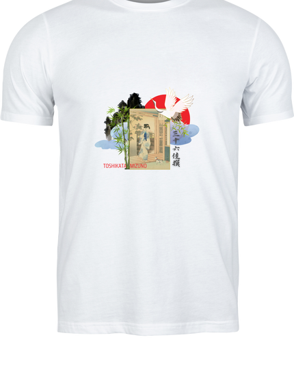 Thirty-six Beautiful Women T-shirts (4) Ukiyo-e Print Japanese Pattern Japanese Souvenir Mizuno Toshikata Geisha T-shirt