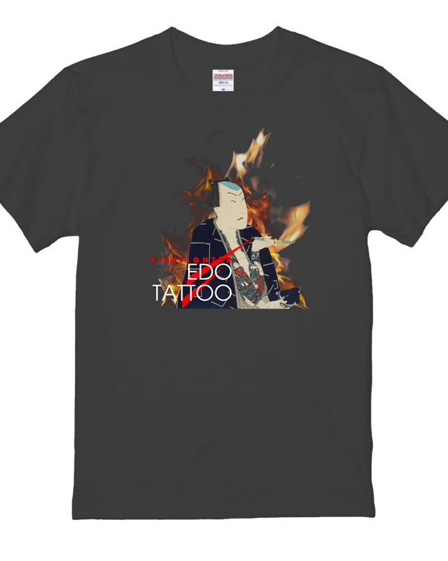 Edo tattoo T-shirt(4) organic cotton Japanese pattern print Japanese culture souvenirs Firefighters of Edo