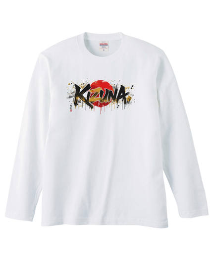 Japanese Edo x graffiti T-Shirt (104) "KIZUNA" Long-sleeved Tee without ribbed cuffs