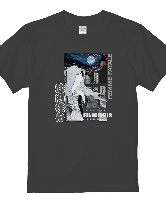 Film noir Ukiyo-e T-shirt(4) organic cotton Japanese pattern print Japanese culture souvenirs
