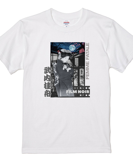 Film noir Ukiyo-e T-shirt(5) organic cotton Japanese pattern print Japanese culture souvenirs