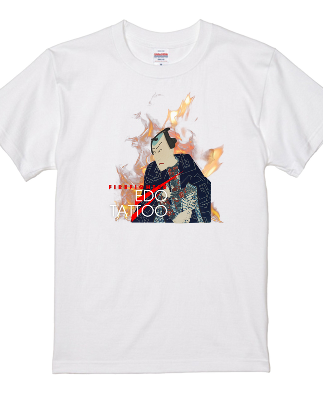 Edo tattoo T-shirt(5) organic cotton Japanese pattern print Japanese culture souvenirs Firefighters of Edo