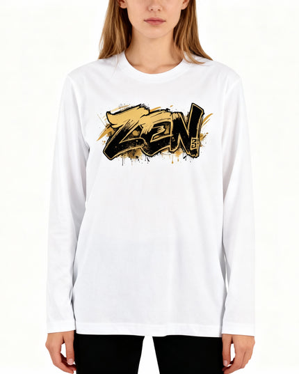 Japanese Edo x graffiti T-Shirt (106) "ZEN" Long-sleeved Tee without ribbed cuffs