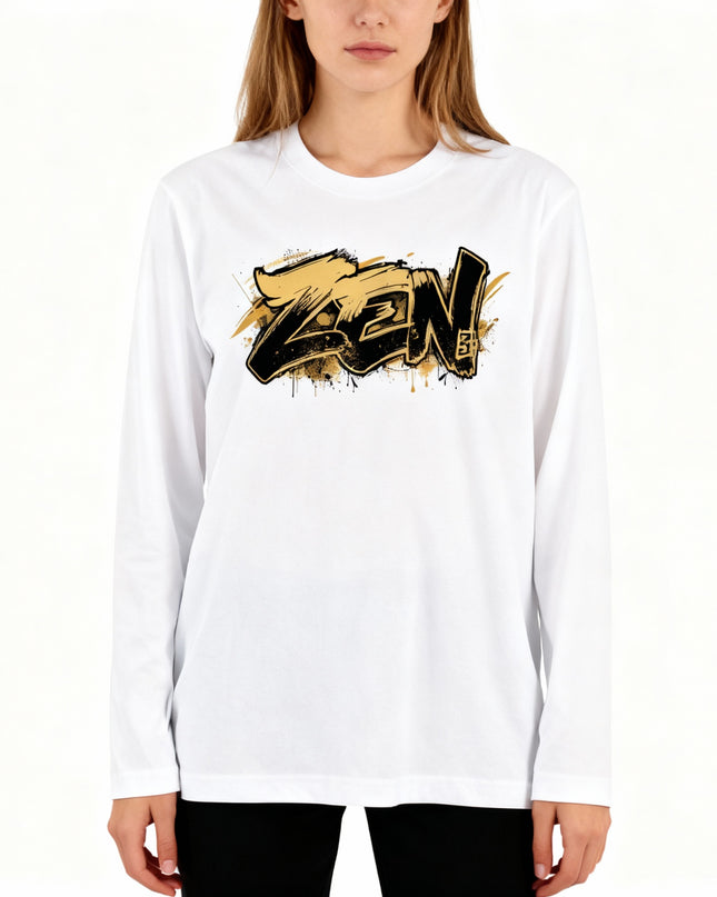 Japanese Edo x graffiti T-Shirt (106) "ZEN" Long-sleeved Tee without ribbed cuffs