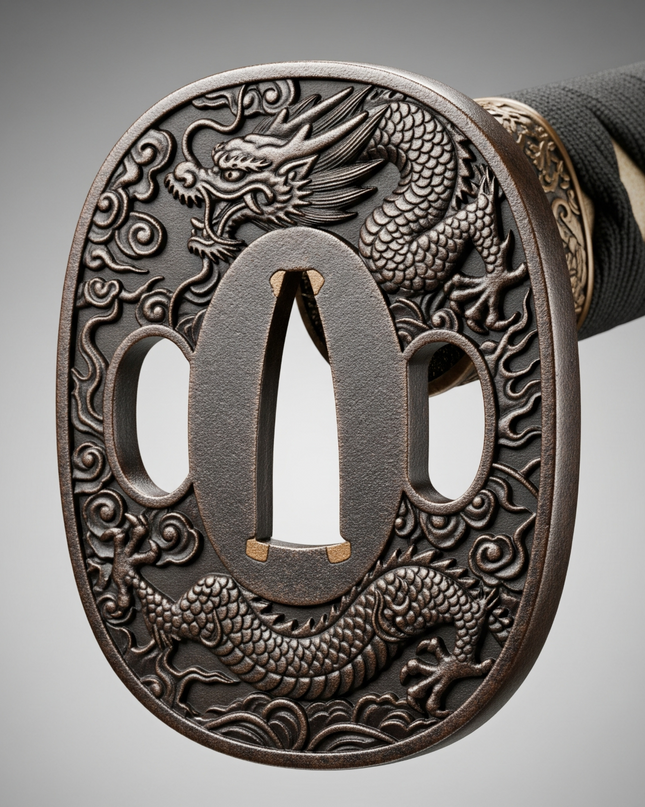 Tsuba weapon (8) T-shirt Japanese sword Unisex Japanese print Japanese pattern Japan Souvenir Foreigner