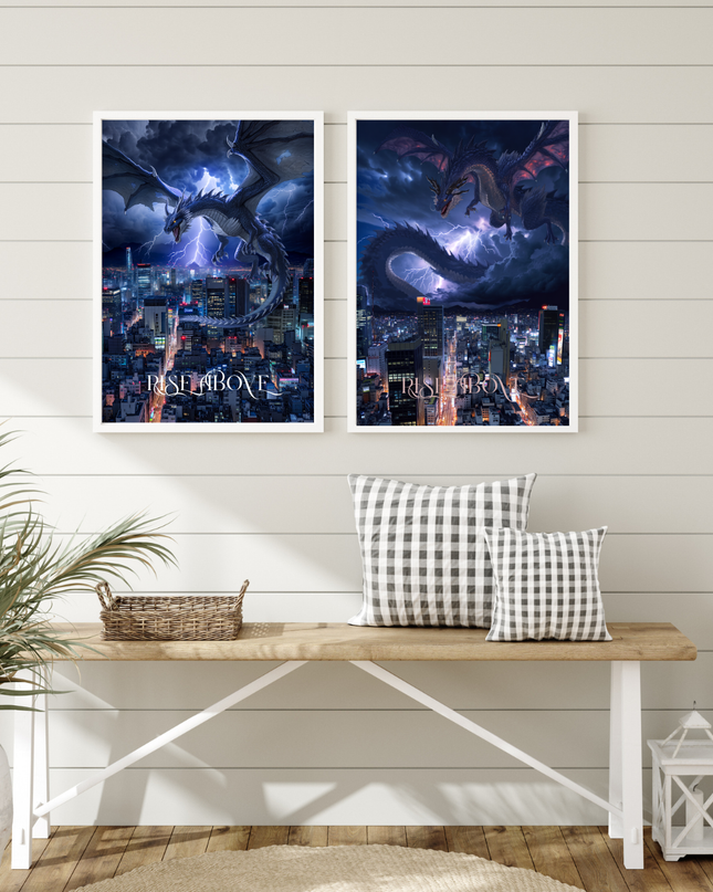 Dragon × Tokyo Modern Set of 3(101) Abstract Digital Poster(High-Resolution Download, 5 Size Ratios)